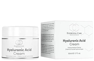 Hyaluronic Acid Face Cream Vegan - 50ml Opal Glass Jar - Total Age Repair Night + Eye Cream - Anti-Aging Skin Care Made in Germany - Moisturiser for Women with Aloe Vera + Vitamin E