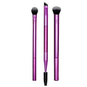 Real Techniques Eyeshadow Makeup Brush Set with Bonus Brow Brush, Easily Shade and Blend, 2 Count, Packaging and Handle Color May Vary