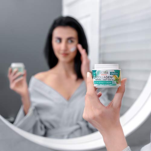 Victoria Beauty Day and Night Anti-Aging Moisturiser with Collagen, Hyaluronic Acid, Matrixyl® 3000, Hemp Seed Oil, and a UVA/UVB Filter for Ages 60-75, 50 ml