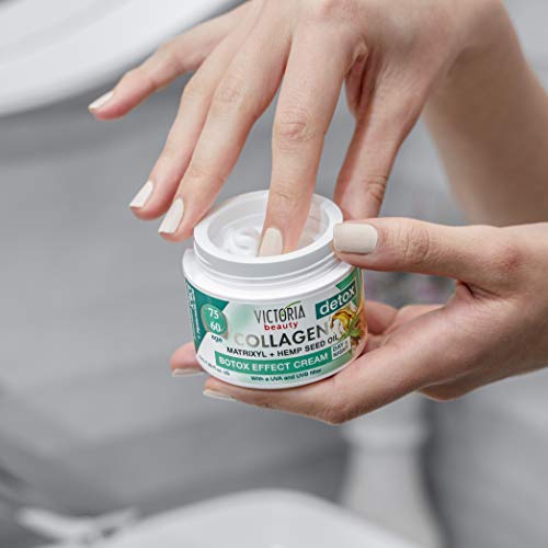 Victoria Beauty Day and Night Anti-Aging Moisturiser with Collagen, Hyaluronic Acid, Matrixyl® 3000, Hemp Seed Oil, and a UVA/UVB Filter for Ages 60-75, 50 ml