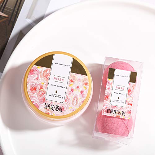 Spa Luxetique Spa Gift Set, Pamper Gifts for Women, 8pcs Rose Bath Gift Set with Body Lotion, Body Butter, Bath Bombs, Bath Gift Sets for Women, Gifts for Her, Birthday Gifts for Mum, Valentines Gifts