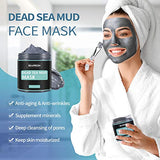 Natural Dead Sea Mud Mask - Headband & Brush included for Face and Body Cleansing Relaxing Detox Treatment Reduce Pores Purifying Face Mask for Acne Blackheads Oily Skin