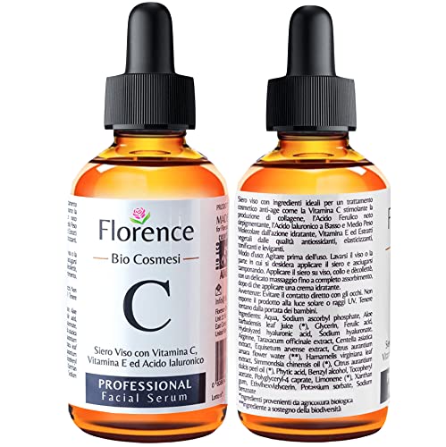 Big 2.11oz. ORGANIC Advanced Vitamin C Serum and Hyaluronic Acid for Face, Eye Contour. Serum Vitamin C with Anti-Aging and Wrinkle Ingredients, suitable for Derma Roller. Dermatologically Tested