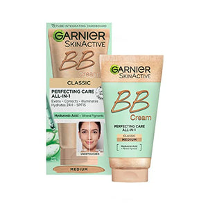 Garnier SkinActive Classic Perfecting All-in-1 BB Cream, Shade Classic Light, Tinted Moisturiser SPF 15, Brightens and Evens Skin, With Hyaluronic Acid Aloe & Mineral Pigments