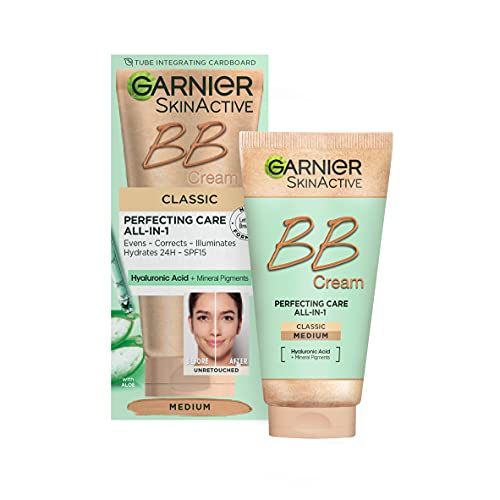 Garnier SkinActive Classic Perfecting All-in-1 BB Cream, Shade Classic Light, Tinted Moisturiser SPF 15, Brightens and Evens Skin, With Hyaluronic Acid Aloe & Mineral Pigments