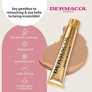 Dermacol - Full Coverage Foundation, Liquid Makeup Matte Foundation with SPF 30, Waterproof Foundation for Oily Skin, Acne, & Under Eye Bags, Long-Lasting Makeup Products