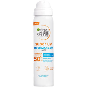 Garnier Vitamin C Brightening Over Make-Up UV Mist Invisible with SPF50+ and Vitamin C. Approved Cruelty free, Vegan