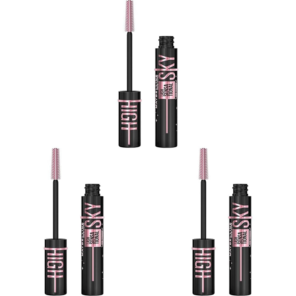 Maybelline Mascara Lash Sensational Sky High Volumizing & Thickening, Eyelash Lengthening, Flake-Free Formula, Washable Mascara Infused with Bamboo Extract, Full Volume Mascara, 01 Black