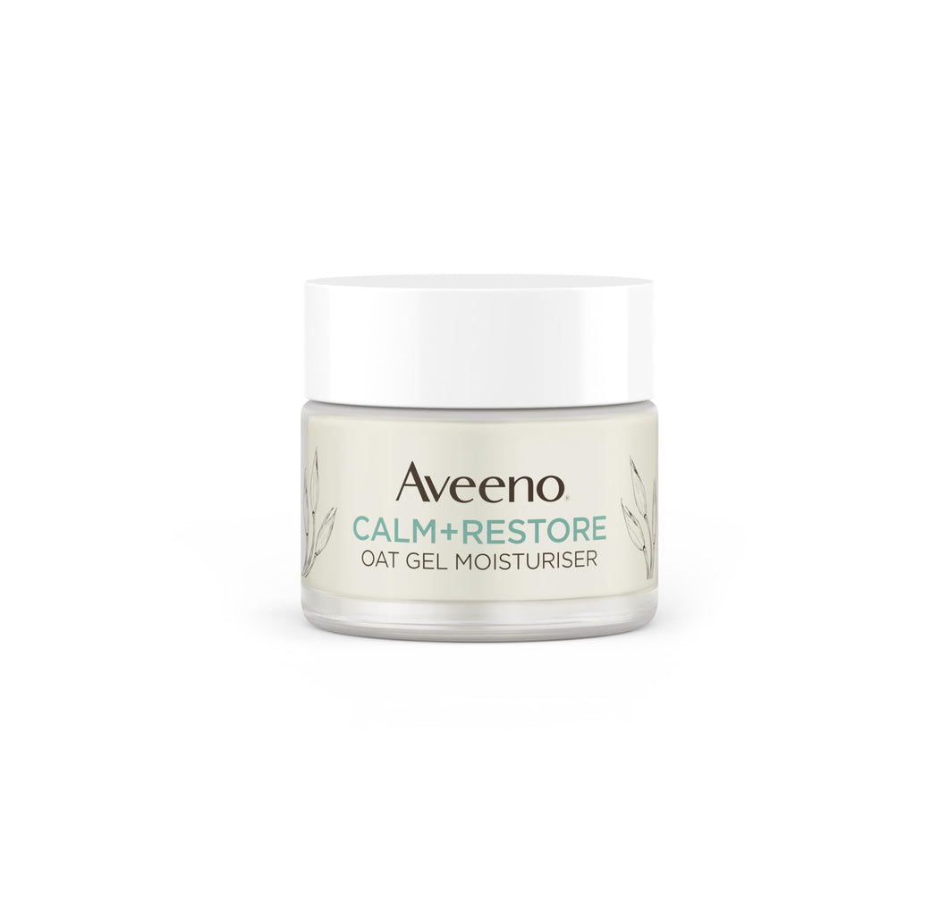 Aveeno Face Calm+Restore Oat Gel Moisturiser (1x 50ml), Face Moisturiser to Instantly Soothe and Replenish the Skin's Moisture Barrier, Intensely Nourishing Day Cream, Tested on Sensitive Skin