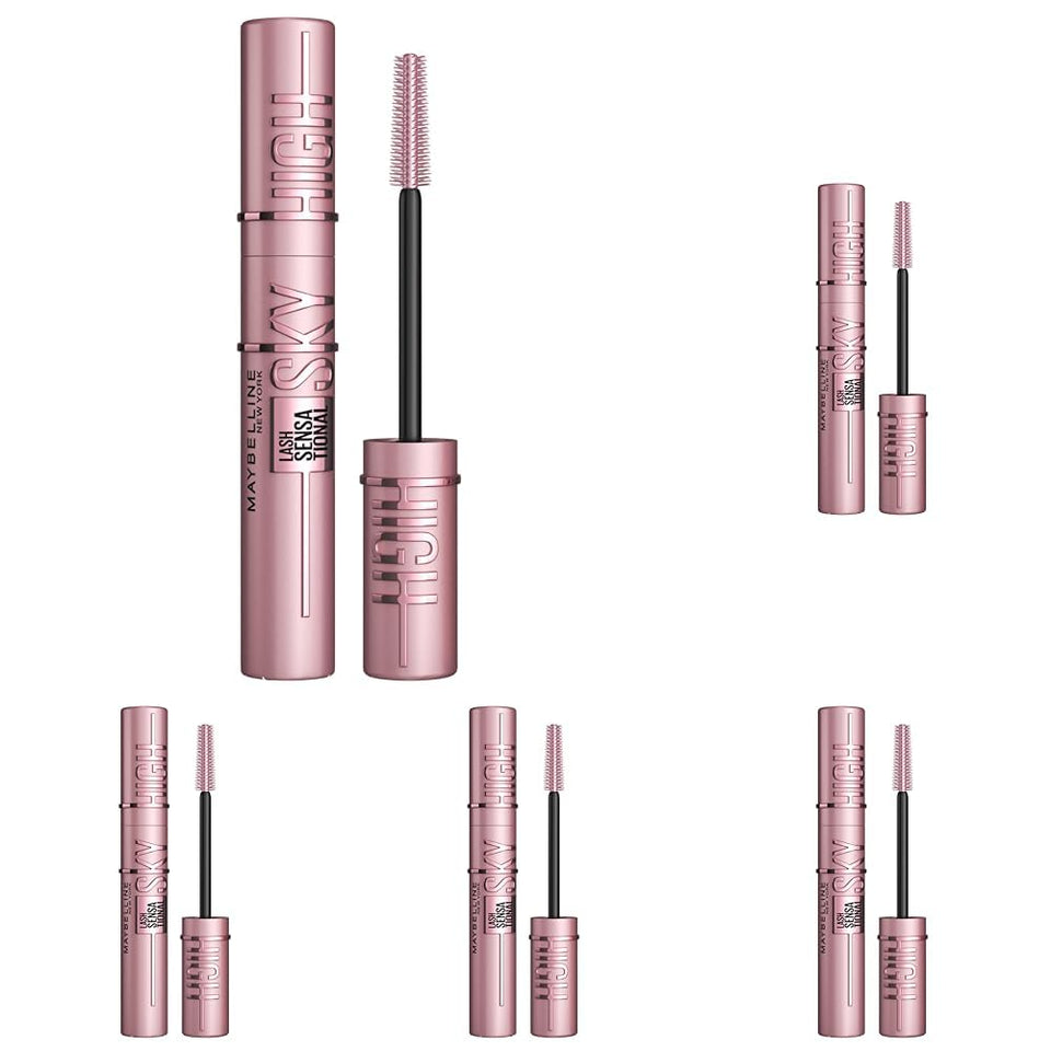 Maybelline Mascara Lash Sensational Sky High Volumizing & Thickening, Eyelash Lengthening, Flake-Free Formula, Washable Mascara Infused with Bamboo Extract, Full Volume Mascara, 01 Black