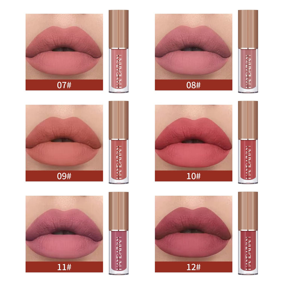 12 Colors Nude Liquid Lipstick Makeup Set Velvet Matte Long-Lasting Waterproof Non-Stick Cup Not Fade Pink Lip Gloss Red Lipstick Makeup Set Gift Kit For Women (Set A)