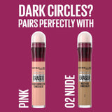 Maybelline Instant Anti Age Eraser Eye Concealer, Dark Circles and Blemish Concealer, Ultra Blendable Formula, 02 Nude