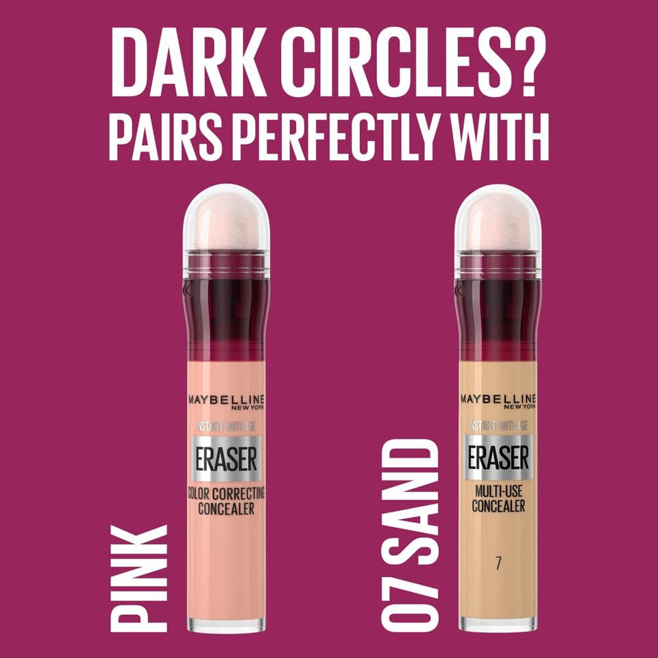 Maybelline Instant Anti Age Eraser Eye Concealer, Dark Circles and Blemish Concealer, Ultra Blendable Formula, 02 Nude