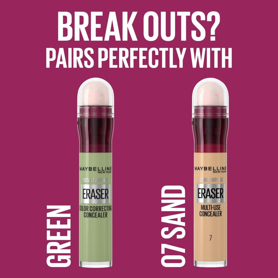 Maybelline Instant Anti Age Eraser Eye Concealer, Dark Circles and Blemish Concealer, Ultra Blendable Formula, 02 Nude