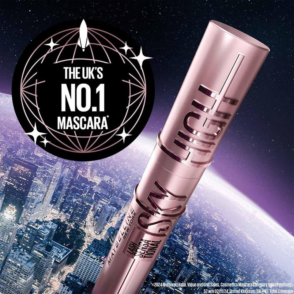 Maybelline Mascara Lash Sensational Sky High Volumizing & Thickening, Eyelash Lengthening, Flake-Free Formula, Washable Mascara Infused with Bamboo Extract, Full Volume Mascara, 01 Black