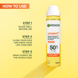 Garnier Vitamin C Brightening Over Make-Up UV Mist Invisible with SPF50+ and Vitamin C. Approved Cruelty free, Vegan