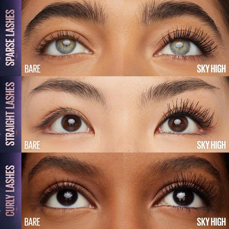 Maybelline Mascara Lash Sensational Sky High Volumizing & Thickening, Eyelash Lengthening, Flake-Free Formula, Washable Mascara Infused with Bamboo Extract, Full Volume Mascara, 01 Black