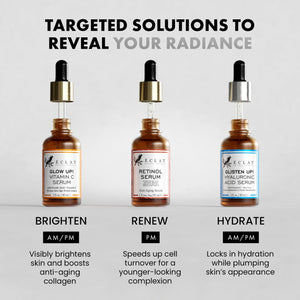 Eclat Skincare Glow Up Vitamin C Serum - Vitamin C Serum for Face with Hyaluronic Acid, Ferulic Acid & Vit E - Skin Brightening Face Care - Anti Aging, Hydrating & Dark Spot Lightening 30ml