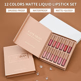 12 Colors Nude Liquid Lipstick Makeup Set Velvet Matte Long-Lasting Waterproof Non-Stick Cup Not Fade Pink Lip Gloss Red Lipstick Makeup Set Gift Kit For Women (Set A)