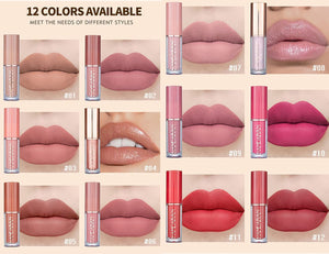 12 Colors Nude Liquid Lipstick Makeup Set Velvet Matte Long-Lasting Waterproof Non-Stick Cup Not Fade Pink Lip Gloss Red Lipstick Makeup Set Gift Kit For Women (Set A)