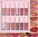 12 Colors Nude Liquid Lipstick Makeup Set Velvet Matte Long-Lasting Waterproof Non-Stick Cup Not Fade Pink Lip Gloss Red Lipstick Makeup Set Gift Kit For Women (Set A)