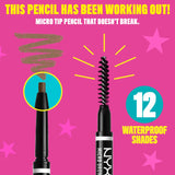 NYX Professional Makeup Micro Brow Pencil, Dual Ended with Mechanical Brow Pencil and Spoolie Brush, Vegan Formula