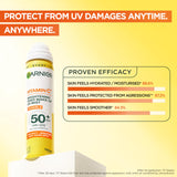 Garnier Vitamin C Brightening Over Make-Up UV Mist Invisible with SPF50+ and Vitamin C. Approved Cruelty free, Vegan