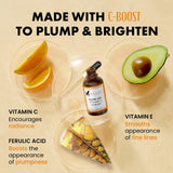 Eclat Skincare Glow Up Vitamin C Serum - Vitamin C Serum for Face with Hyaluronic Acid, Ferulic Acid & Vit E - Skin Brightening Face Care - Anti Aging, Hydrating & Dark Spot Lightening 30ml