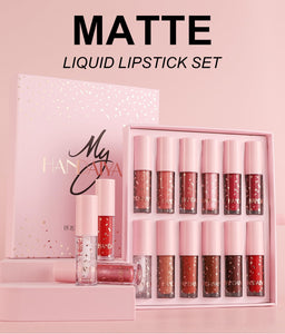 12 Colors Nude Liquid Lipstick Makeup Set Velvet Matte Long-Lasting Waterproof Non-Stick Cup Not Fade Pink Lip Gloss Red Lipstick Makeup Set Gift Kit For Women (Set A)