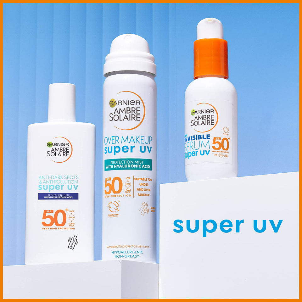Garnier Vitamin C Brightening Over Make-Up UV Mist Invisible with SPF50+ and Vitamin C. Approved Cruelty free, Vegan
