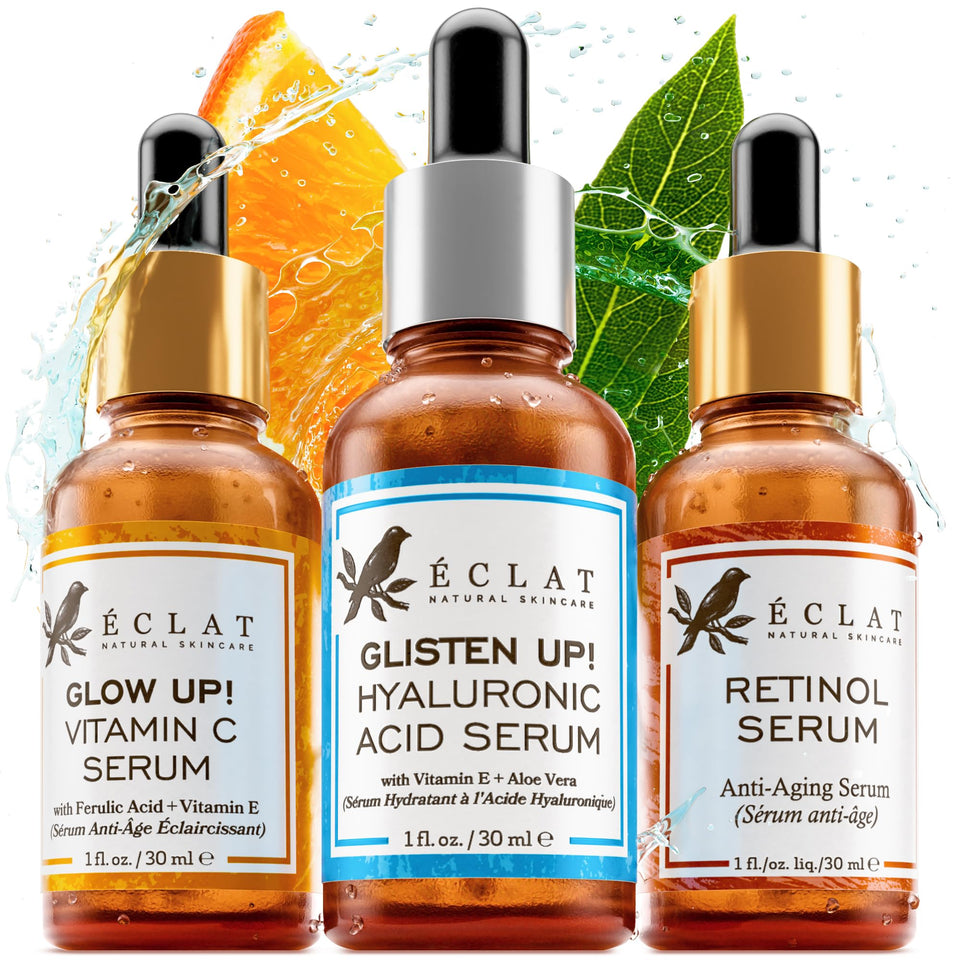 Eclat Skincare Glow Up Vitamin C Serum - Vitamin C Serum for Face with Hyaluronic Acid, Ferulic Acid & Vit E - Skin Brightening Face Care - Anti Aging, Hydrating & Dark Spot Lightening 30ml