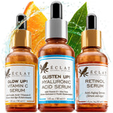 Eclat Skincare Glow Up Vitamin C Serum - Vitamin C Serum for Face with Hyaluronic Acid, Ferulic Acid & Vit E - Skin Brightening Face Care - Anti Aging, Hydrating & Dark Spot Lightening 30ml