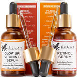 Eclat Skincare Glow Up Vitamin C Serum - Vitamin C Serum for Face with Hyaluronic Acid, Ferulic Acid & Vit E - Skin Brightening Face Care - Anti Aging, Hydrating & Dark Spot Lightening 30ml
