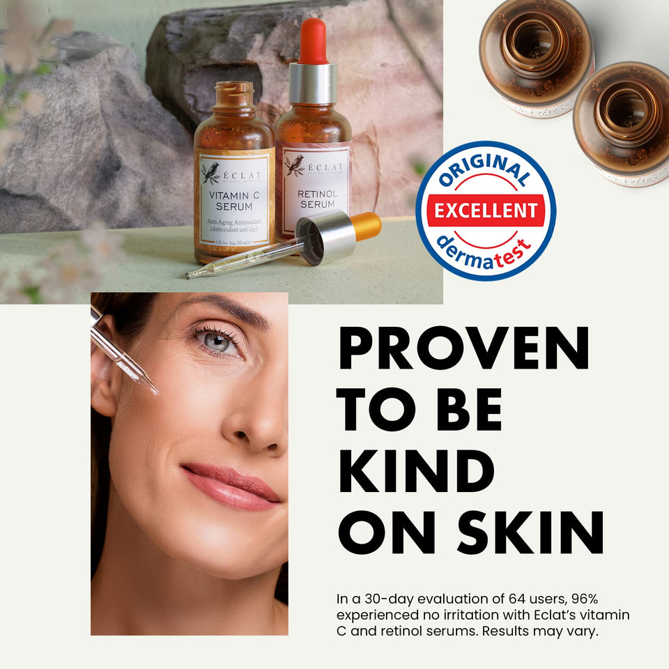 Eclat Skincare Glow Up Vitamin C Serum - Vitamin C Serum for Face with Hyaluronic Acid, Ferulic Acid & Vit E - Skin Brightening Face Care - Anti Aging, Hydrating & Dark Spot Lightening 30ml