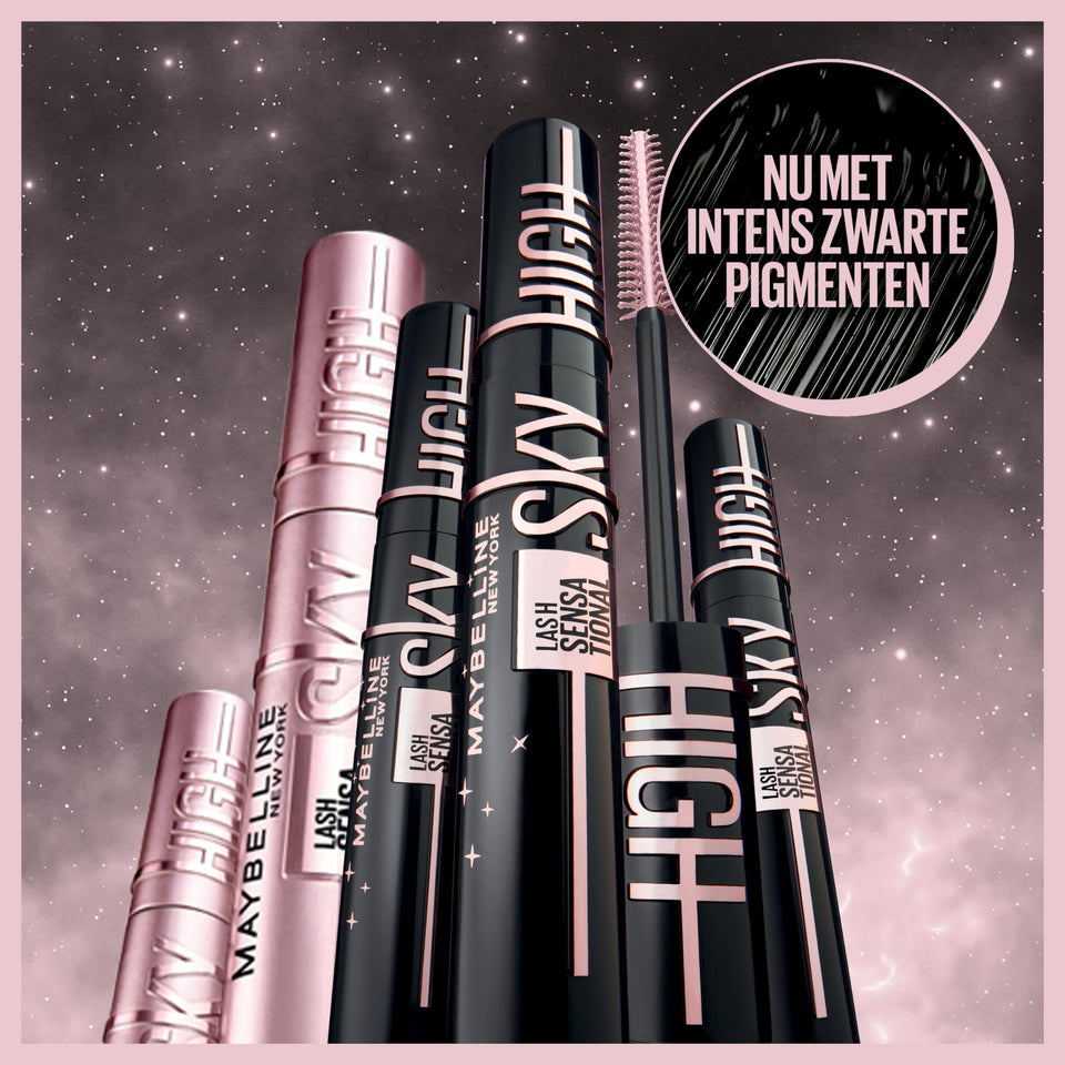 Maybelline Mascara Lash Sensational Sky High Volumizing & Thickening, Eyelash Lengthening, Flake-Free Formula, Washable Mascara Infused with Bamboo Extract, Full Volume Mascara, 01 Black
