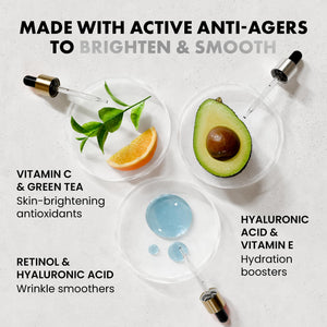 Eclat Skincare Glow Up Vitamin C Serum - Vitamin C Serum for Face with Hyaluronic Acid, Ferulic Acid & Vit E - Skin Brightening Face Care - Anti Aging, Hydrating & Dark Spot Lightening 30ml