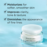 Elizabeth Arden Visible Difference face cream in a clear glass jar with a white lid and Refining Moisture Cream Complex label