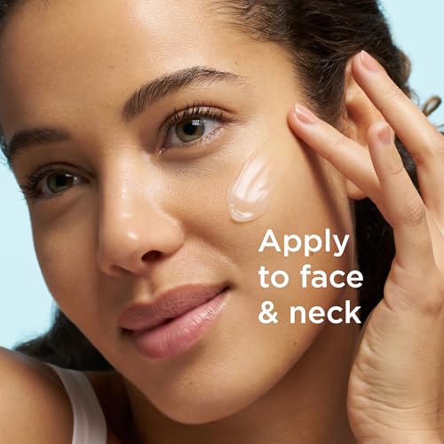Elizabeth Arden Visible Difference face cream shown as a glossy white dab applied to a woman's cheek, with face and neck application text