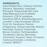 Elizabeth Arden Visible Difference ingredient label with black text listing squalane, beeswax, olive fruit oil and retinyl palmitate