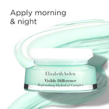 Elizabeth Arden Visible Difference mint-green gel cream in a round jar with a white lid and silver band