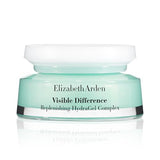 Elizabeth Arden Visible Difference hydra gel moisturizer in a pale mint-green glass jar with a white lid and silver trim