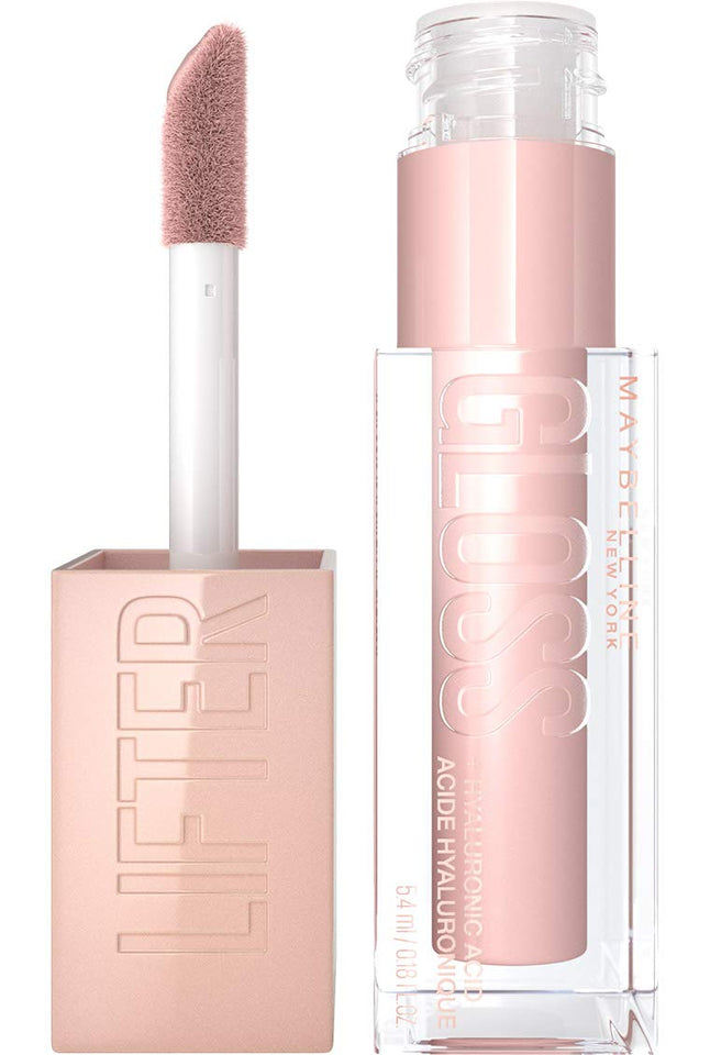 Maybelline Lifter Gloss in a pale pink rectangular tube with a clear cap and matching doe-foot applicator
