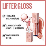 Maybelline Lifter Gloss in a clear tube of rosy nude gloss with a pink XL applicator and matching cap