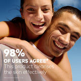 NIVEA Derma Skin Clear Scrub packaging shows a smiling couple and a claim that 98% of users agree it cleanses skin effectively