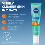 NIVEA Derma Skin Clear Scrub in a turquoise tube with a white cap and blue and orange label accents