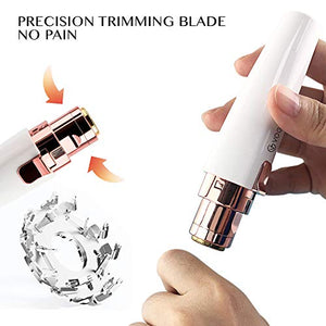 Rechargeable Eyebrow Trimmer & Facial Hair Remover for Women, 2 IN 1 Eyebrow Razor and Painless Hair Remover, Eyebrow Lips Body Facial Hair Removal for Women with Built-in LED Light