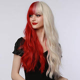 Esmee 24" Synthetic Wigs for Women Dark Roots Long Wig with Bangs Ombre Wavy Hair Realistic Simulation Scalp Middle Part