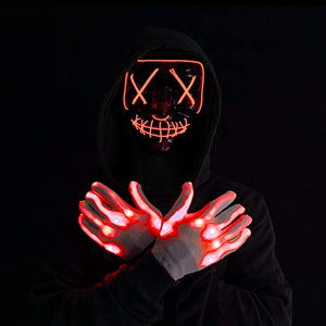 Halloween Led Mask Light Up Scary Mask and Gloves with 3 Lighting Modes for Halloween Cosplay Costume and Party Supplies