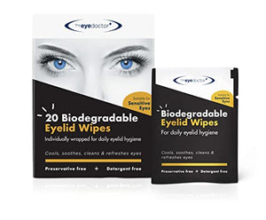 The Eye Doctor Eyelid Wipes – 20 x Single use Eyelid Wipes – Suitable for Sensitive Eyes, Dry Eyes, Blepharitis & MGD - Detergent and Preservative Free Eye Wipes