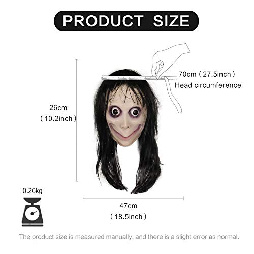 molezu Momo Mask Scary Mask ,Creepy Mask Monster Mask, Horror Costumes Party Rubber latex Mask for Halloween Adult